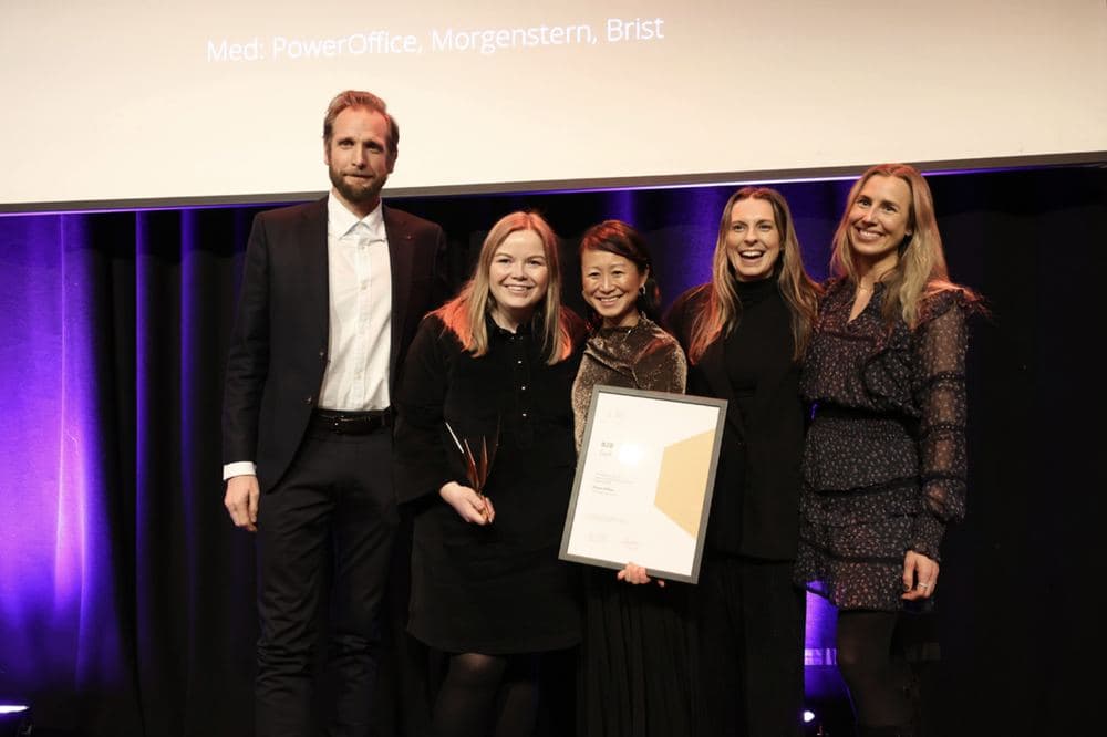 PowerOffice, Morgenstern og Brist på scenen med gulldiplomet fra ANFO Effekt