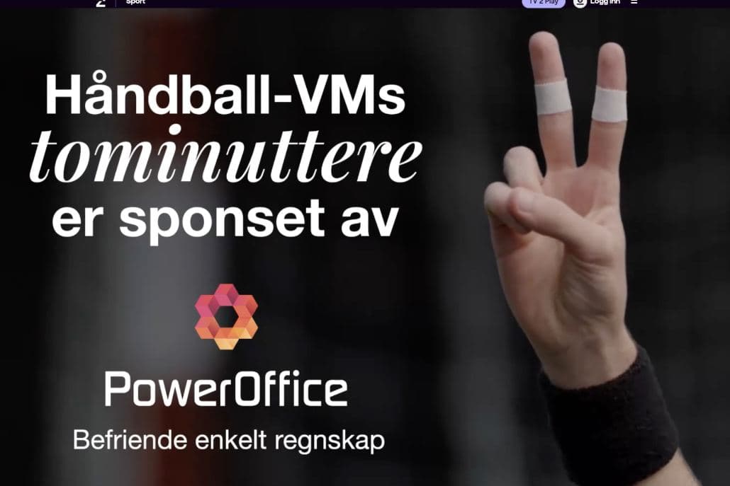 PowerOffice-annonse: «Håndball-VMs tominuttere er sponset av PowerOffice»