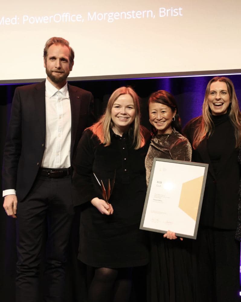 PowerOffice, Morgenstern og Brist på scenen med gulldiplomet fra ANFO Effekt